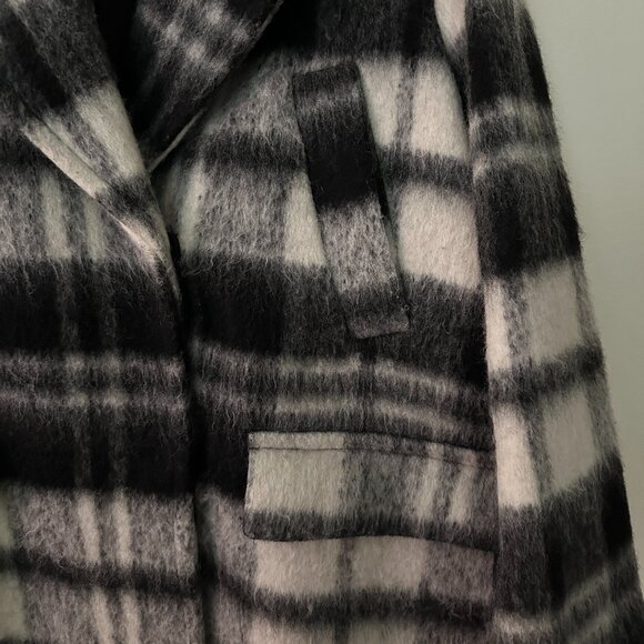 Wool Plaid Pea Coat - Picture 2 of 4
